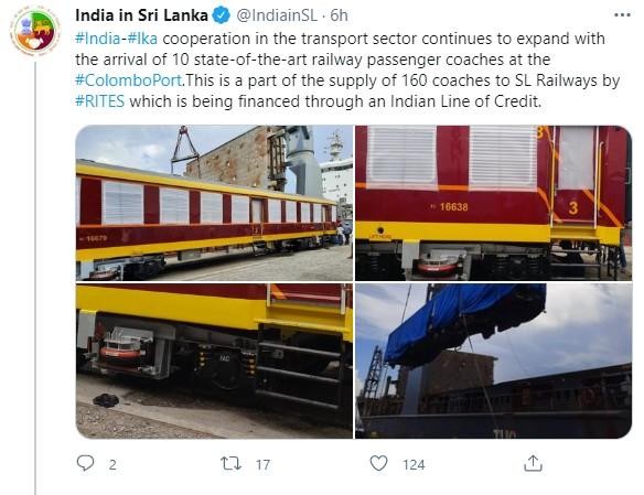 Công ty RITES tăng cường sự hiện diện của mình trong các dự án cơ sở hạ tầng quan trọng ở Sri Lanka thông qua việc cung cấp đầu máy, toa xe...